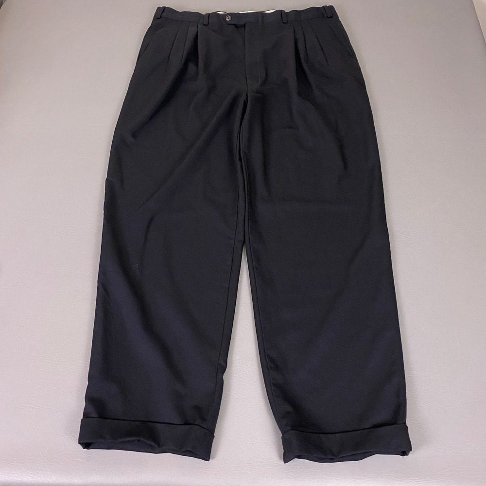 Vintage JB Britches Pleated Wool Dress Pants Nordstrom Mens Size 38 Black Italy